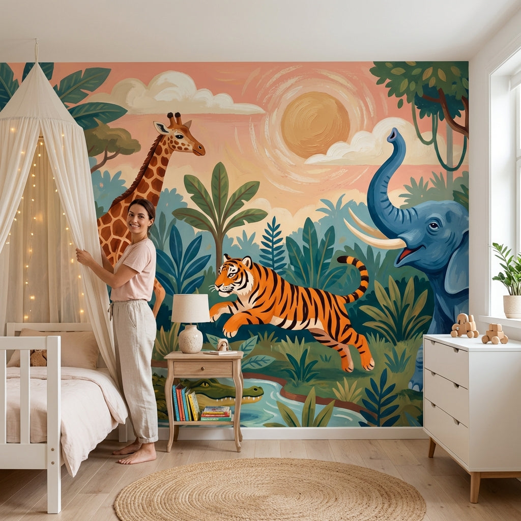 Jungle Wallpaper Safari Wild Animals Wall Mural