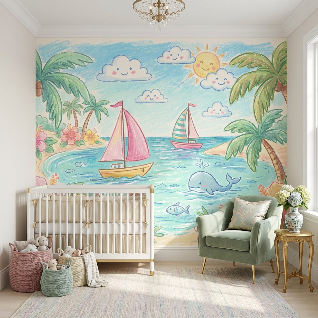 Tropical Beach Wallpaper Seaside Ocean Removable Wall Decor