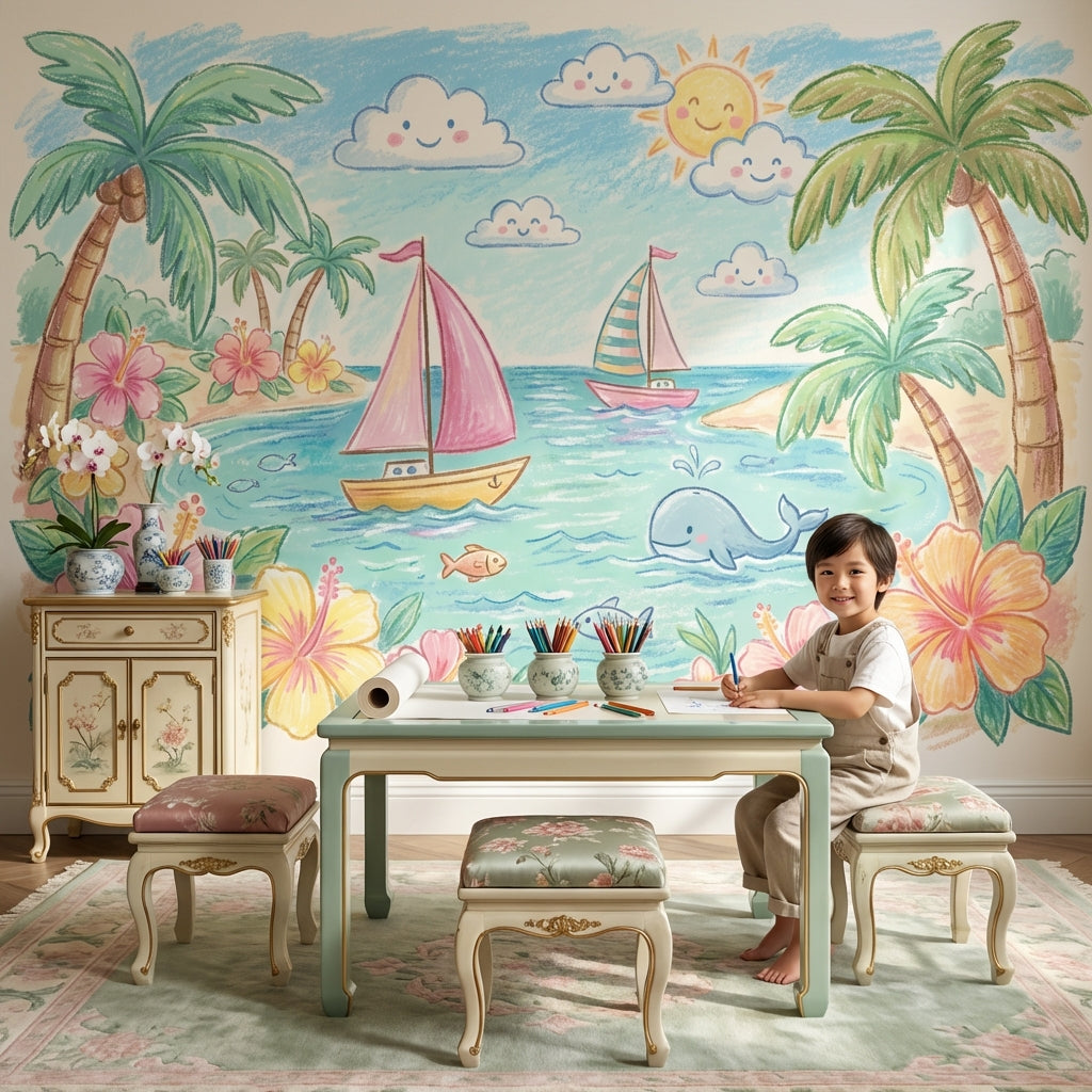 Tropical Beach Wallpaper Seaside Ocean Removable Wall Decor