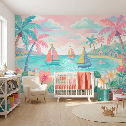 Tropical Beach Wallpaper Seaside Coastal Removable Wall Decor
