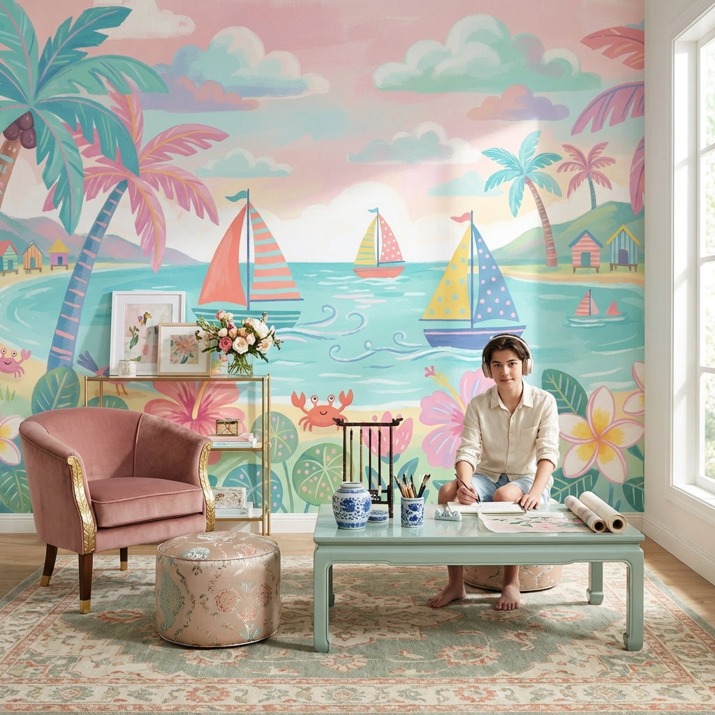 Tropical Beach Wallpaper Seaside Coastal Removable Wall Decor