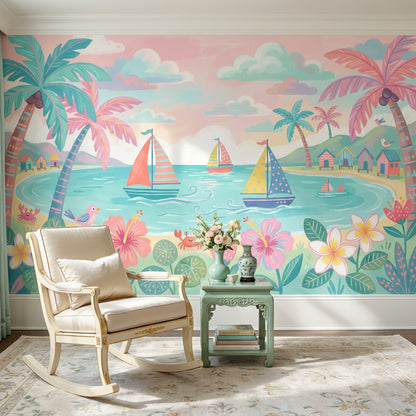 Tropical Beach Wallpaper Seaside Coastal Removable Wall Decor