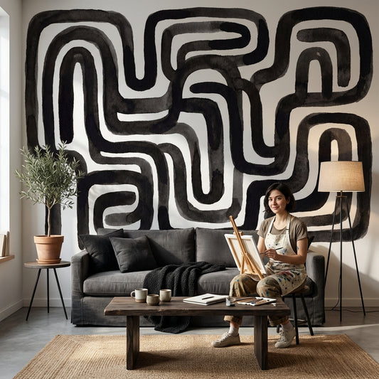 Mid Century Modern Wallpaper Retro Minimalist Wall Mural