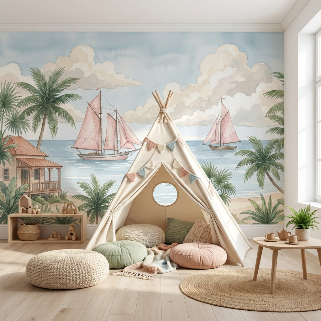 Tropical Beach Wallpaper Island Coast Seaside Escape Wall Mural