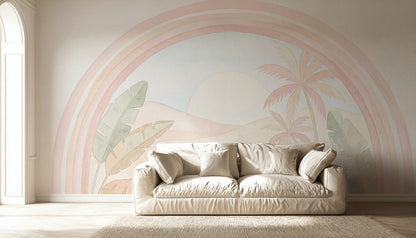 Desert Landscape Wallpaper Pastel Rainbow Arch Removable Wall Decor