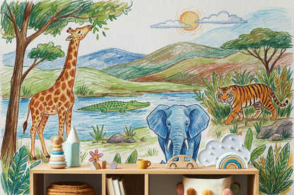 Safari Wallpaper Savanna Wild Animals Wall Mural