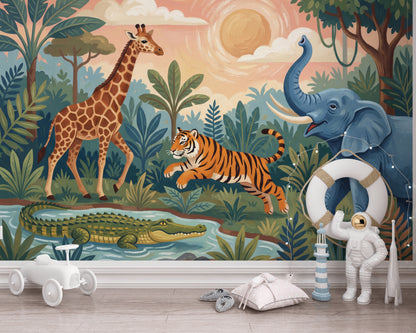 Jungle Wallpaper Safari Wild Animals Wall Mural