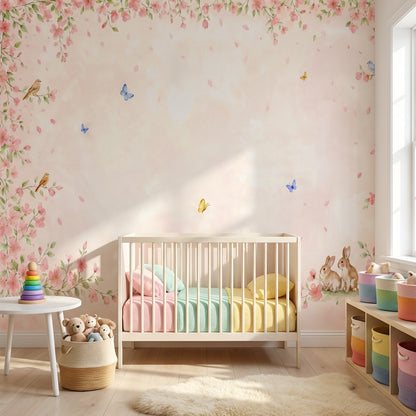 Pink Cherry Wallpaper Blossom Spring Wall Mural