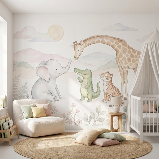 Nursery Wallpaper Pastel Watercolor Wall Mural