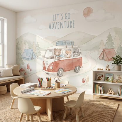 Adventure Wallpaper Camping Woodland Animals Removable Wall Decor