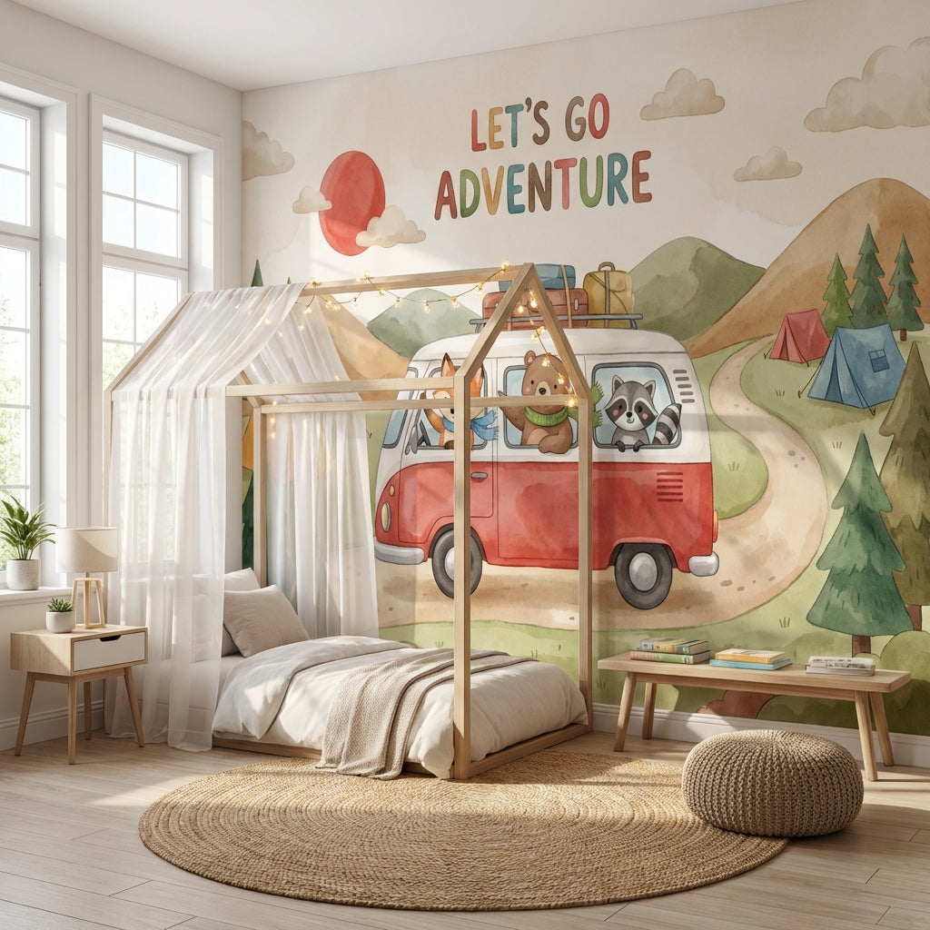 Camper Van Wallpaper Watercolor Adventure Wall Mural