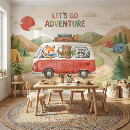 Camper Van Wallpaper Watercolor Adventure Wall Mural