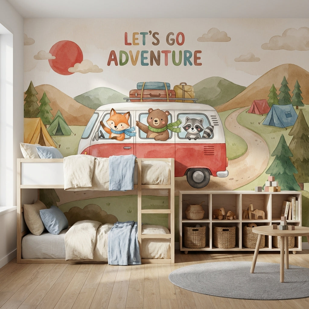 Camper Van Wallpaper Watercolor Adventure Wall Mural