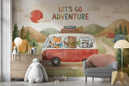 Camper Van Wallpaper Watercolor Adventure Wall Mural
