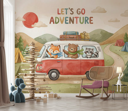 Camper Van Wallpaper Watercolor Adventure Wall Mural