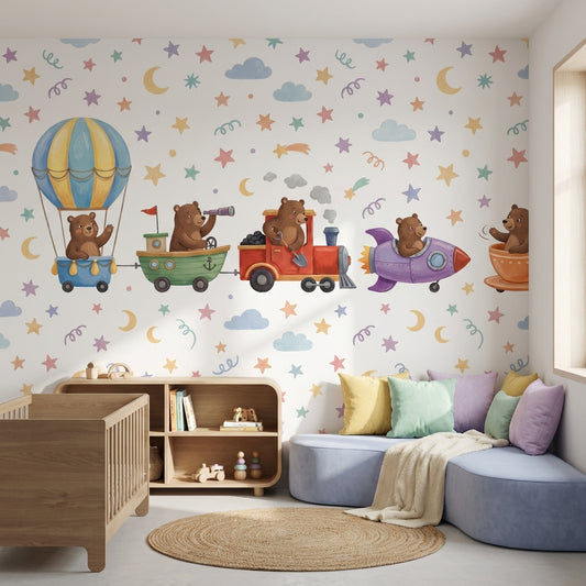 White Background Wallpaper Hot Air Balloon Hot Air Balloon Removable Wall Decor