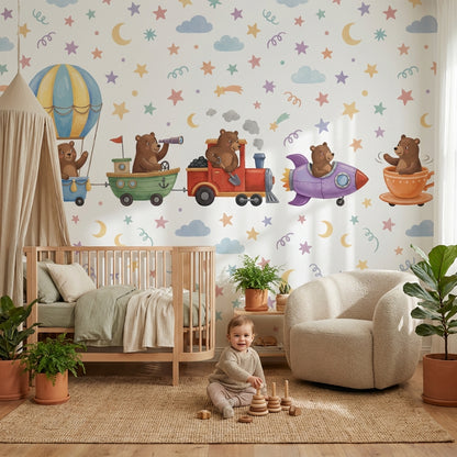 White Background Wallpaper Hot Air Balloon Hot Air Balloon Removable Wall Decor