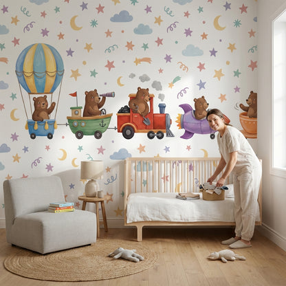 White Background Wallpaper Hot Air Balloon Hot Air Balloon Removable Wall Decor