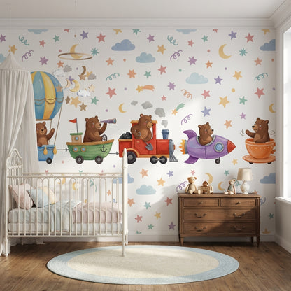 White Background Wallpaper Hot Air Balloon Hot Air Balloon Removable Wall Decor
