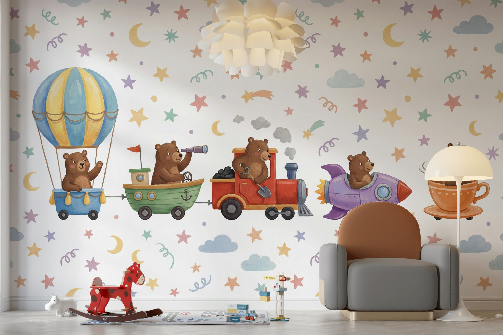 White Background Wallpaper Hot Air Balloon Hot Air Balloon Removable Wall Decor