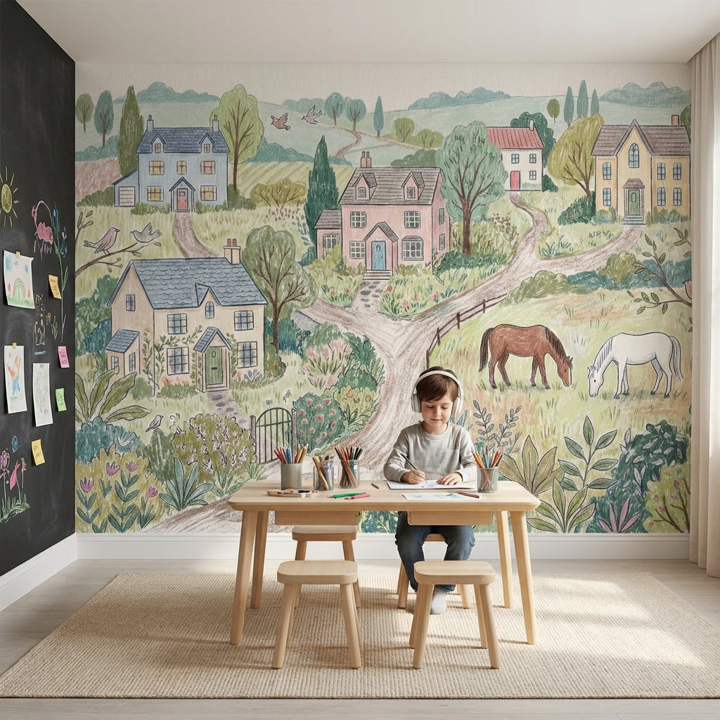 Paper Texture Wallpaper Pastel Countryside Wall Mural