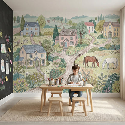 Paper Texture Wallpaper Pastel Countryside Wall Mural