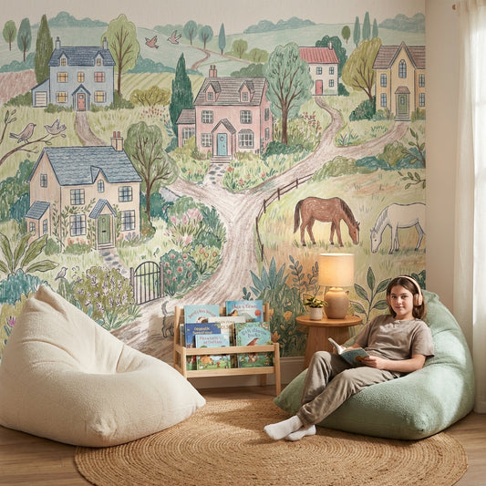 Paper Texture Wallpaper Pastel Countryside Wall Mural