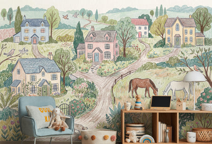 Paper Texture Wallpaper Pastel Countryside Wall Mural