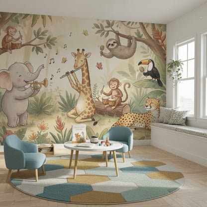 Jungle Animals Wallpaper Playful Nature Wall Mural