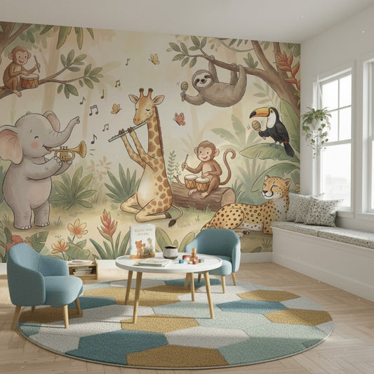 Jungle Animals Wallpaper Playful Nature Wall Mural