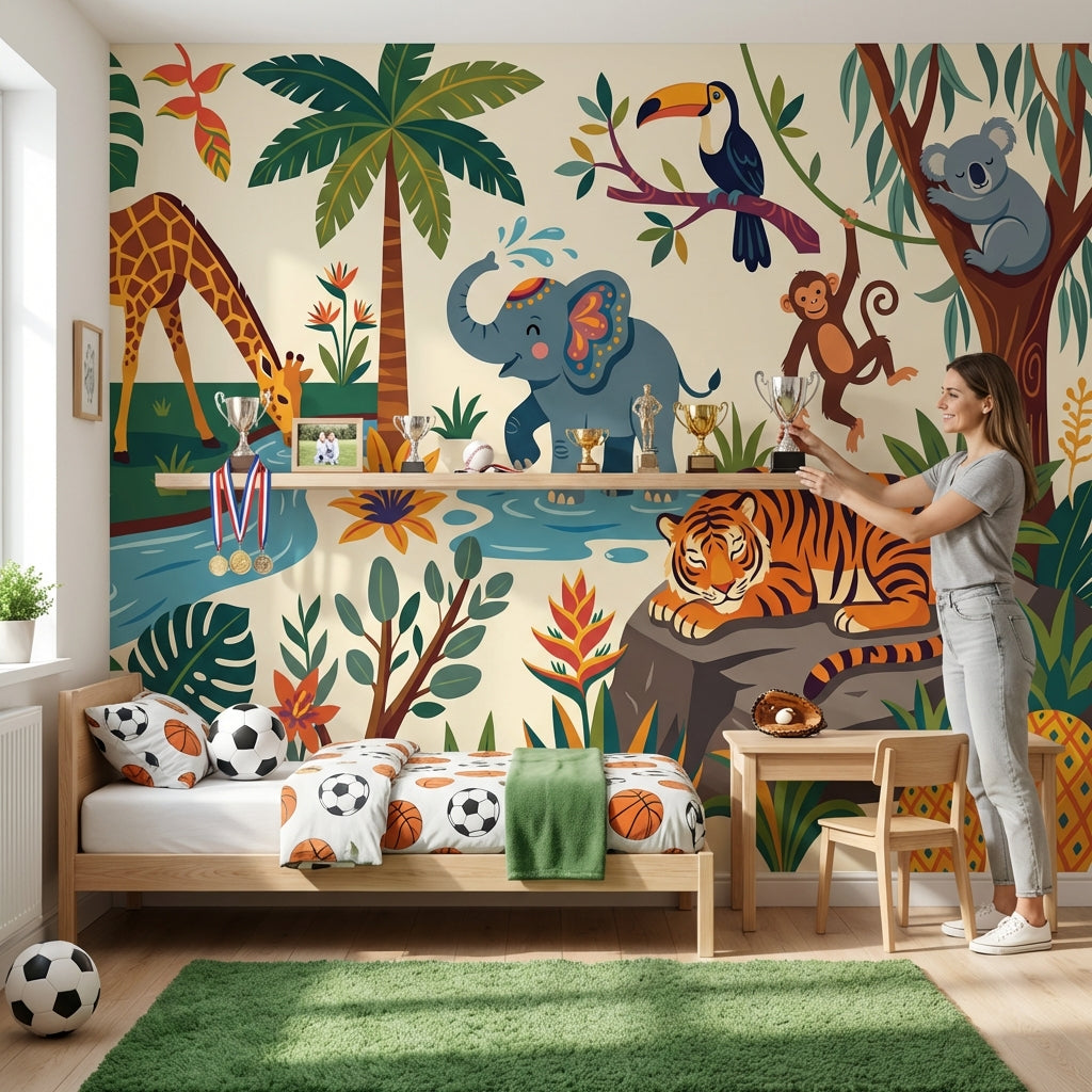 Tropical Jungle Wallpaper Wild Animals Kids Wallpaper Wall Mural