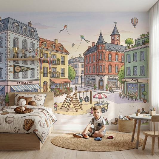 Hot Air Balloon Wallpaper City Square Patisserie Wall Mural