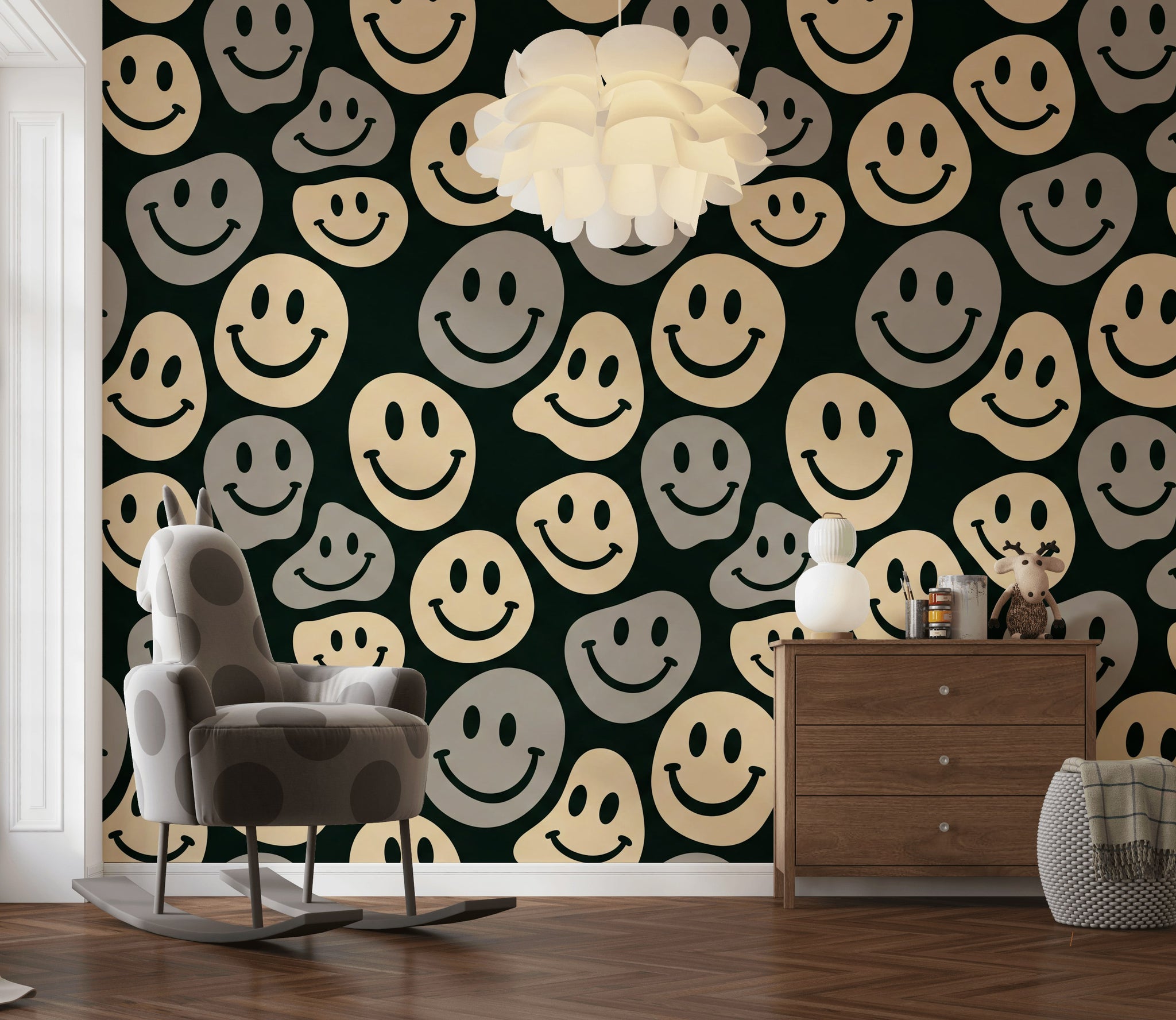Smiley Face Wallpaper Retro Pop Art Wall Mural