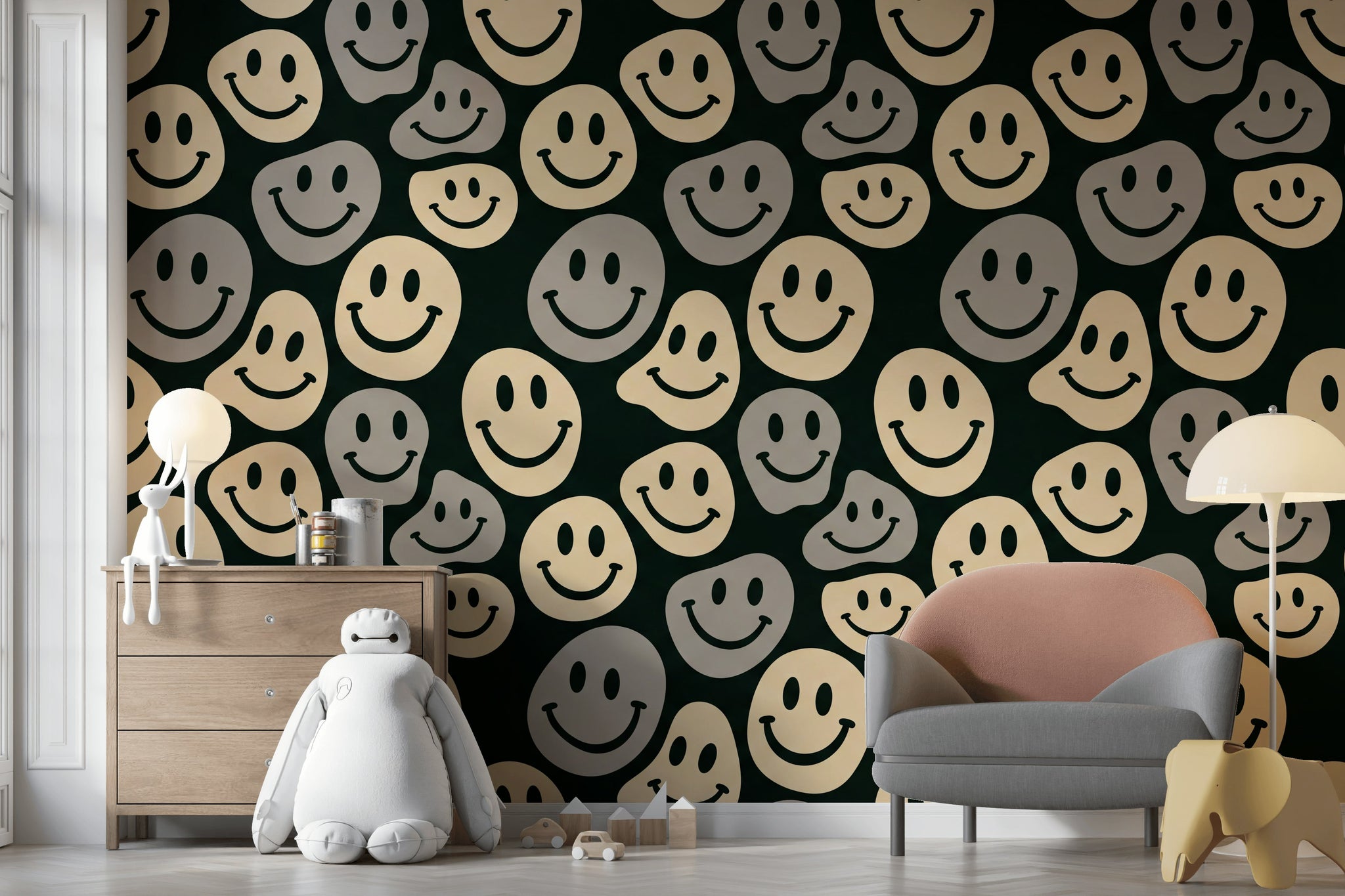 Smiley Face Wallpaper Retro Pop Art Wall Mural