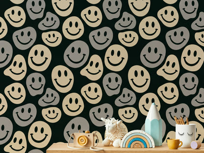 Smiley Face Wallpaper Retro Pop Art Wall Mural