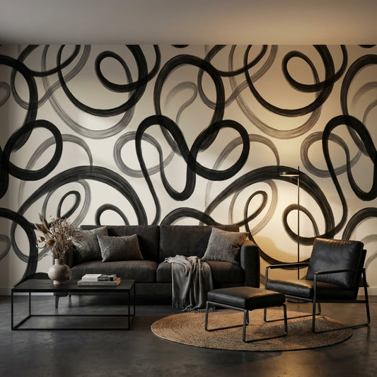 Abstract Wallpaper Modern Looping Brushstrokes Wall Mural
