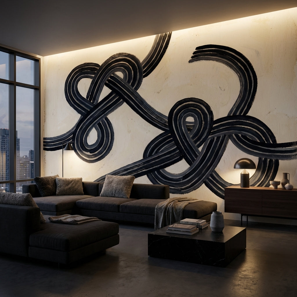 Abstract Wallpaper Modern Looping Brushstrokes Wall Mural