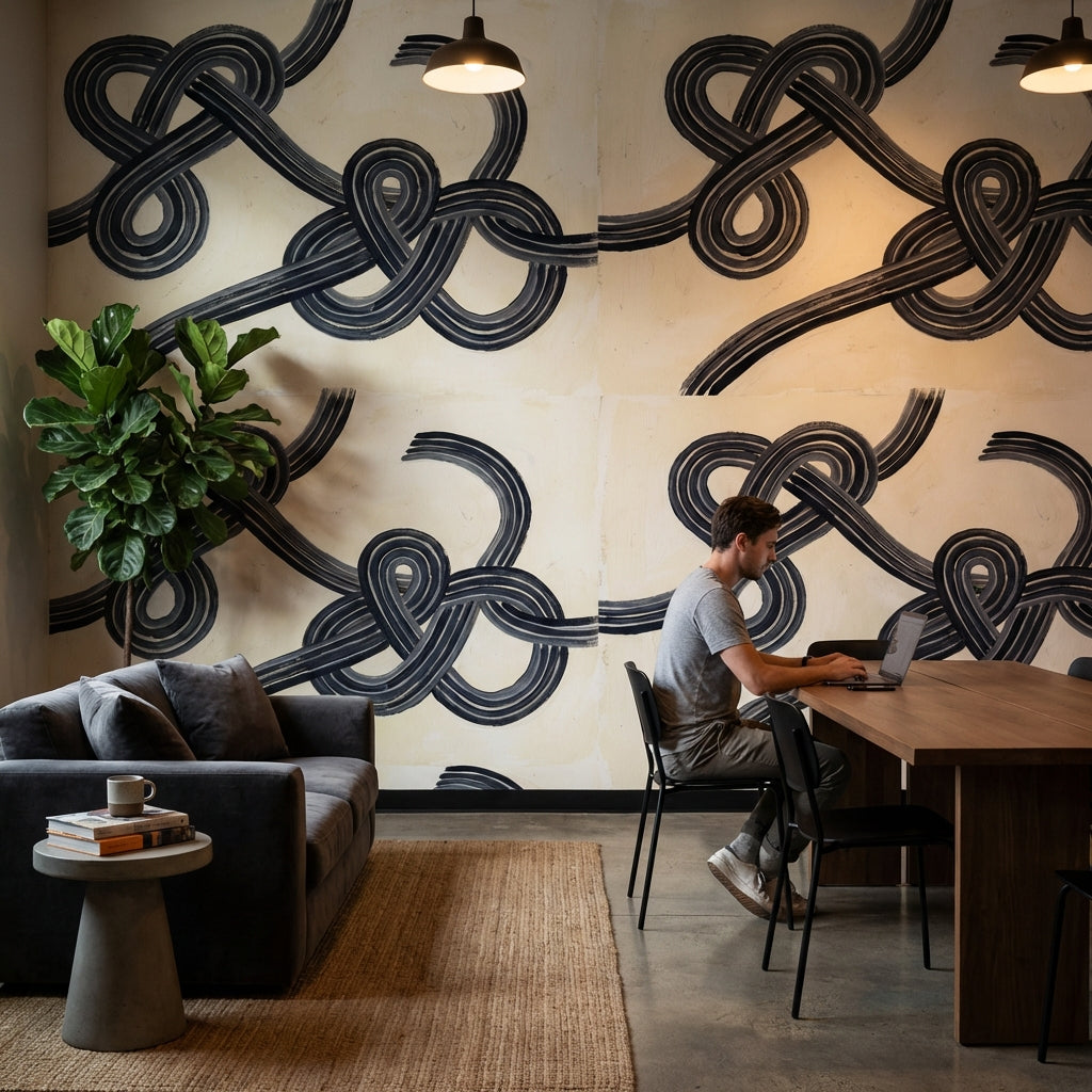 Abstract Wallpaper Modern Looping Brushstrokes Wall Mural