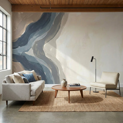 Abstract Wallpaper Painterly Brushstrokes Organic Flowing Bands Wall Mural