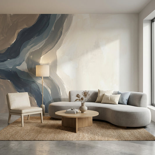 Abstract Wallpaper Painterly Brushstrokes Organic Flowing Bands Wall Mural