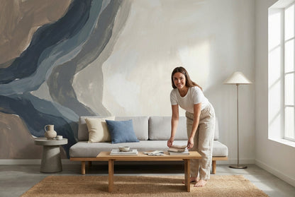 Abstract Wallpaper Painterly Brushstrokes Organic Flowing Bands Wall Mural