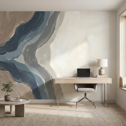 Abstract Wallpaper Painterly Brushstrokes Organic Flowing Bands Wall Mural