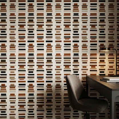 Abstract Geometric Wallpaper Horizontal Brushstrokes Earth Tones Decorative Mural