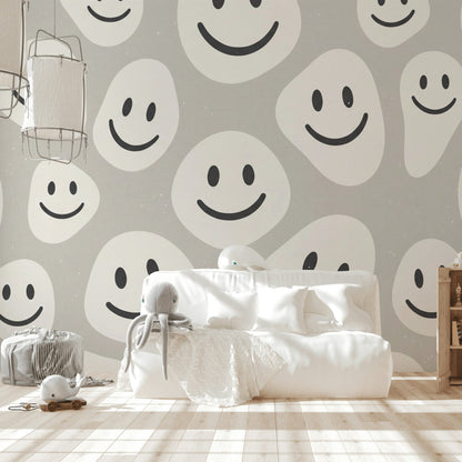 Smiley Faces Wallpaper Playful Graphic Removable Wall Decor