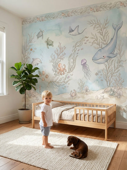 Underwater Wallpaper Ocean Watercolor Wall Mural