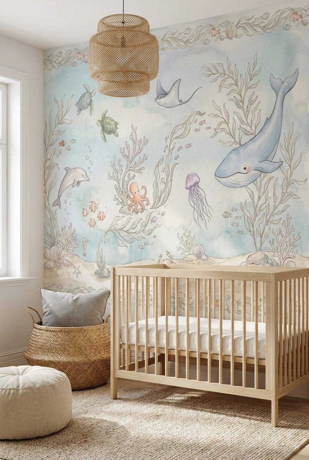 Underwater Wallpaper Ocean Watercolor Wall Mural