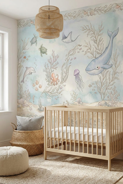 Underwater Wallpaper Ocean Watercolor Wall Mural