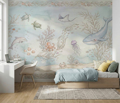 Underwater Wallpaper Ocean Watercolor Wall Mural
