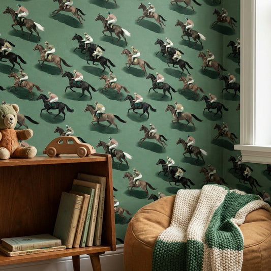 Horse Racing Wallpaper Jockeys Equestrian Removable Wall Decor
