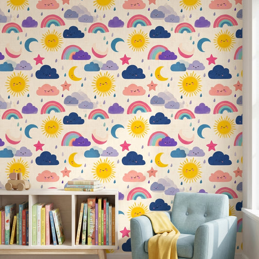 Kids Nursery Wallpaper Cute Sky Pastel Decorative Mural